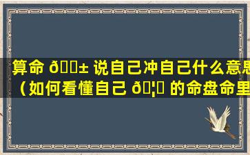 算命 🐱 说自己冲自己什么意思（如何看懂自己 🦆 的命盘命里冲煞）